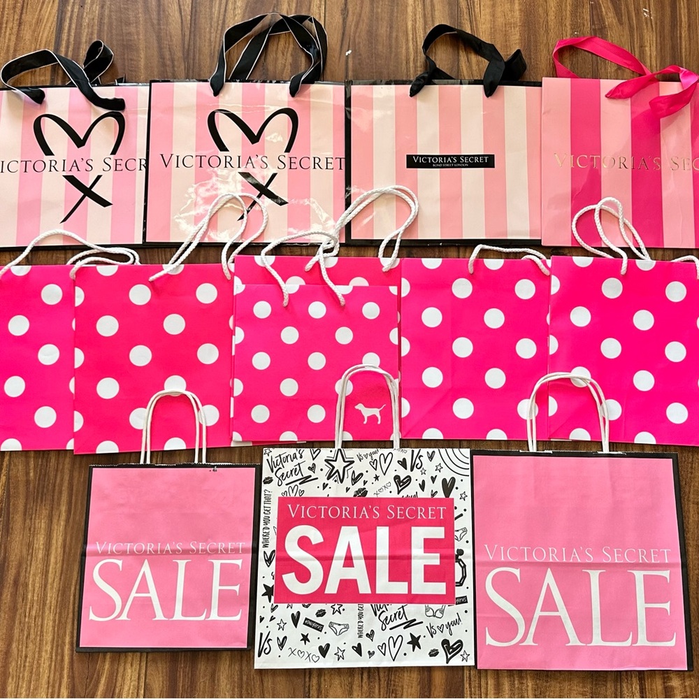 Victoria's Secret PINK Vintage Polka Dot Various Shopping Bags & Tissue Paper